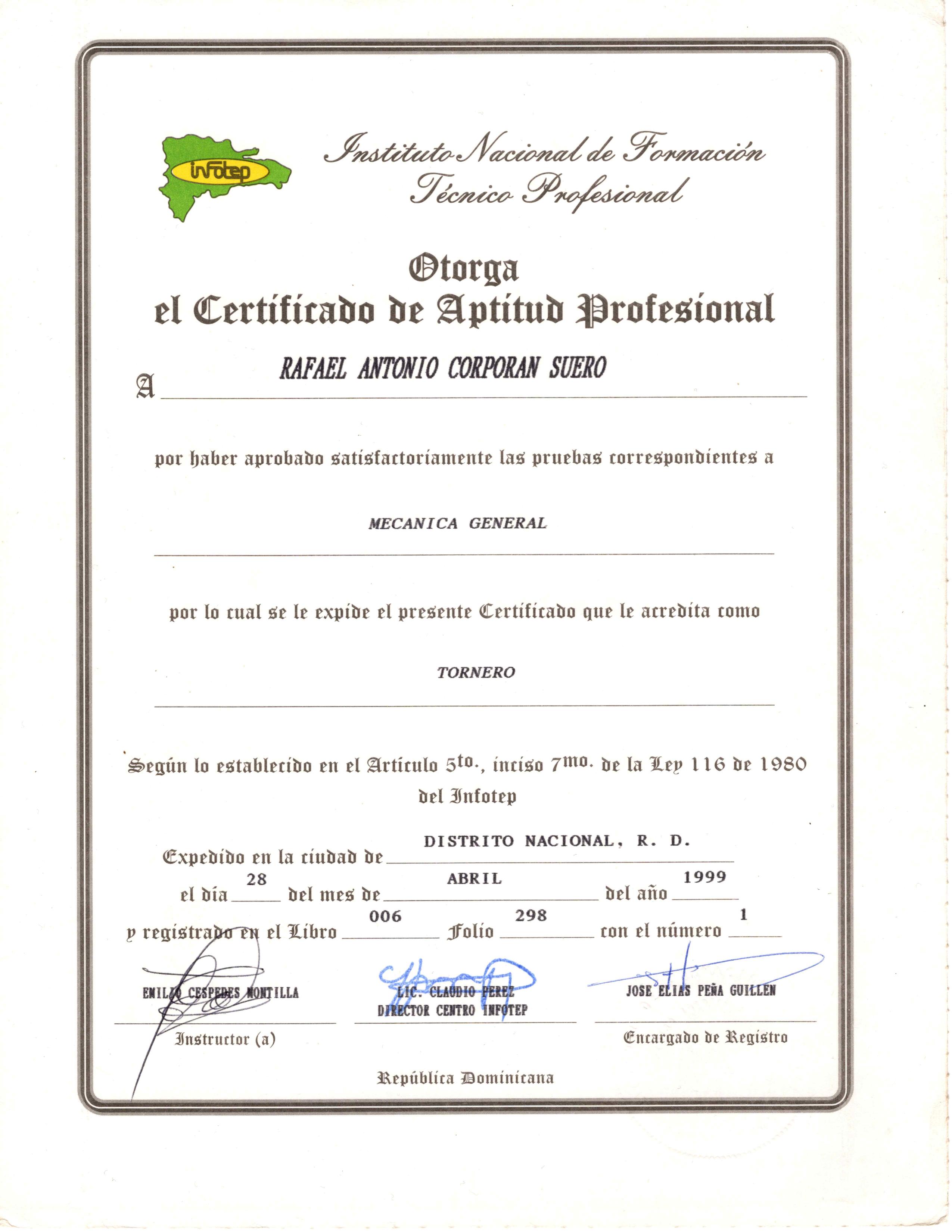 Turner / Lathe Operator Certificate