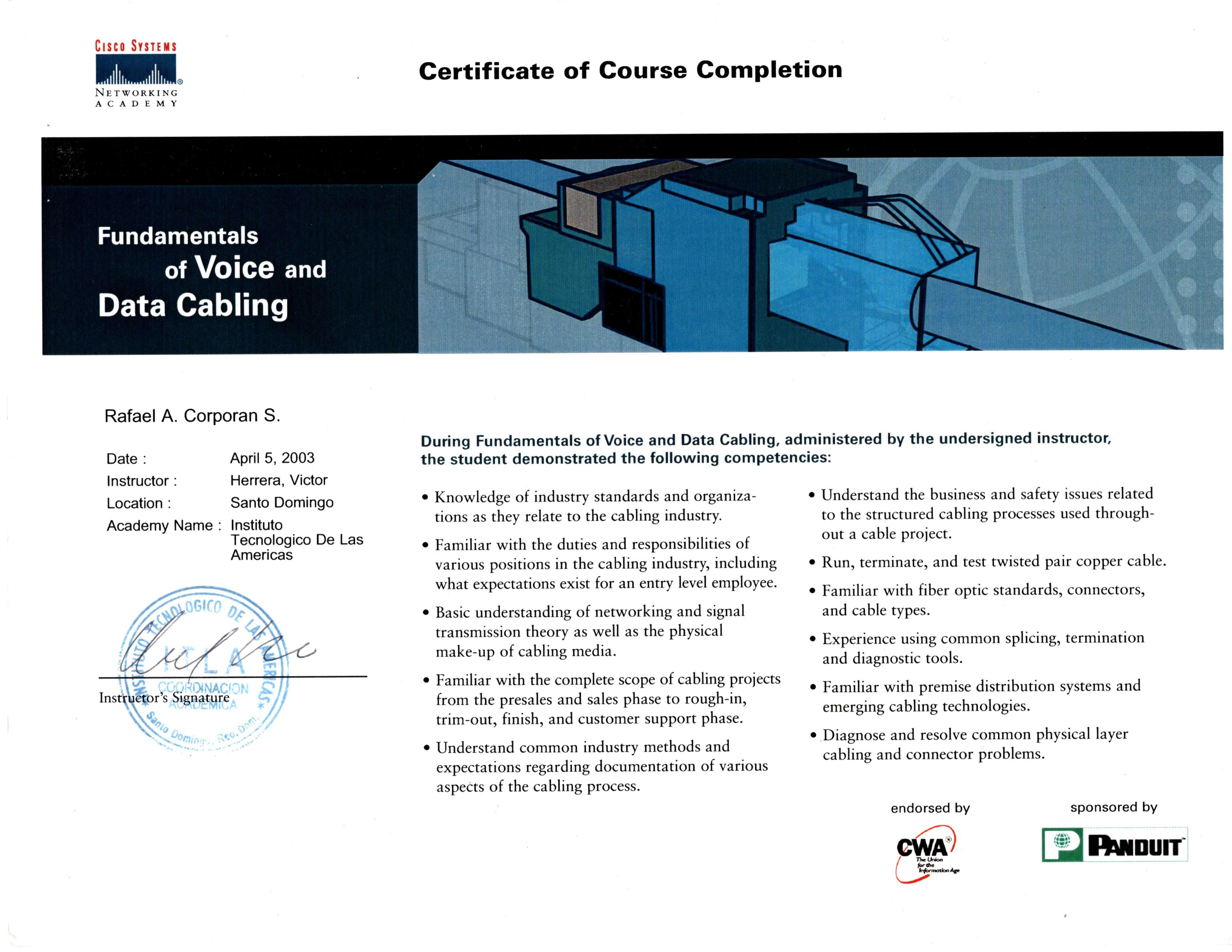 Fundamentals of Voice and Data Cabling